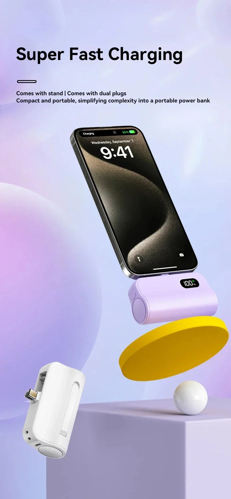 Oneplus 50000mAh Capsule Power Bank 2in1 Large Capacity Digital Display Portable Fast Charge External Battery For Iphone Xiaomi